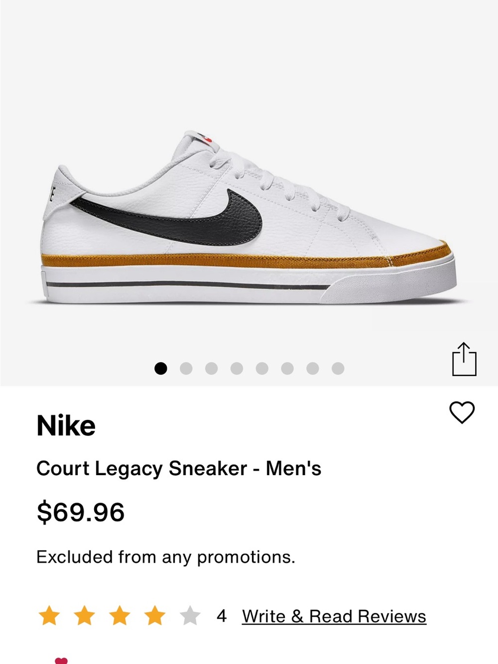 Nike White Leather Court Legacy Sneakers